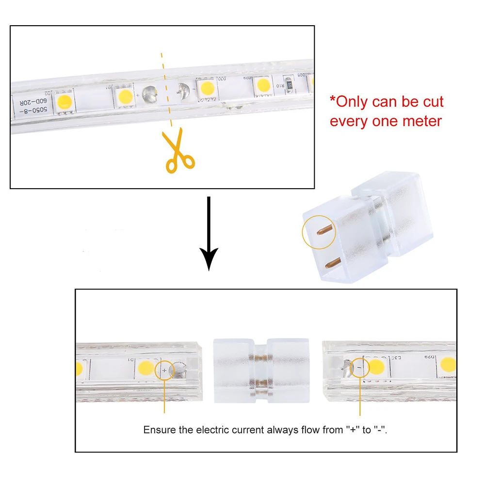 Светодиодные ленты 220 V светильник Водонепроницаемый IP67 SMD 5050 60 светодиодов/m LED