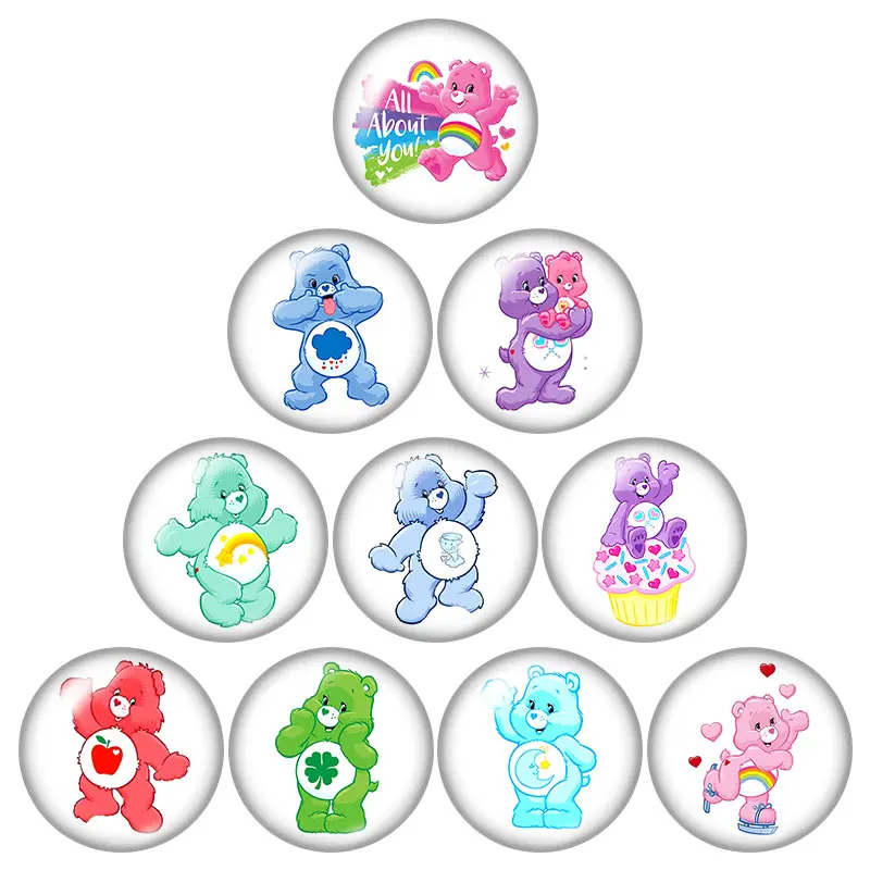 DB1148 Прекрасный Care Bears стильная футболка с изображением персонажей видеоигр 18 мм кнопки 10 шт, смешанные цвета, круглый стеклянный кабошон стиль для украшение с защелкой - Окраска металла: DB1148