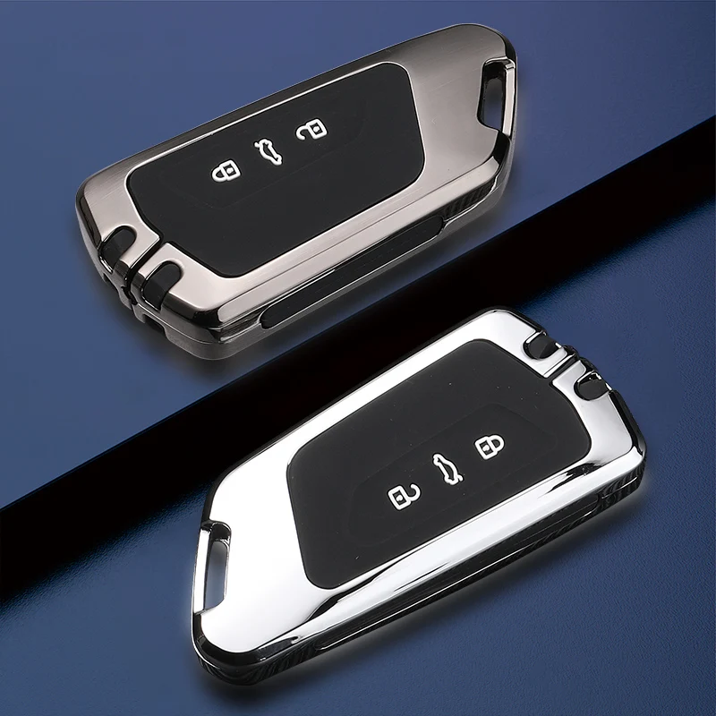 Car Metal Key Case Cover Holder Chain For Volkswagen Golf 8 Mk8 2020 Skoda Octvia 3 5/4/3Buttons Auto Styling images - 6