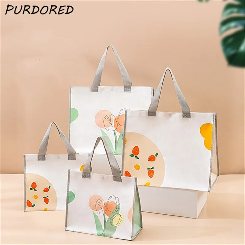 Фото PURDORED 1 Pc Ins Style Tulip Flower Shopping Bag Waterproof Reusable Shopper Storage Handbag Shoulder Grocery Багаж и сумки PURDORED 1 Pc Ins Style Tulip Flower Shopping Bag Waterproof Reusable Shopper Storage Handbag Shoulder Grocery Багаж и сумки