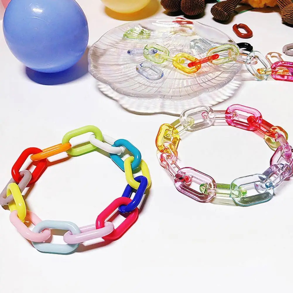 

Stylish Women Bracelets Rainbow Color Girls Bracelets Skin-friendly Resin Cuff Link Resin Hand Chains Fashion Jewelry