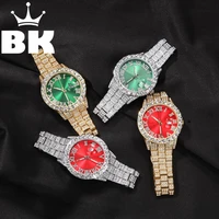 the hip hop big dial full iced out colored watches stainless steel fashion luxury rhinestones quartz wristwatches business watch
