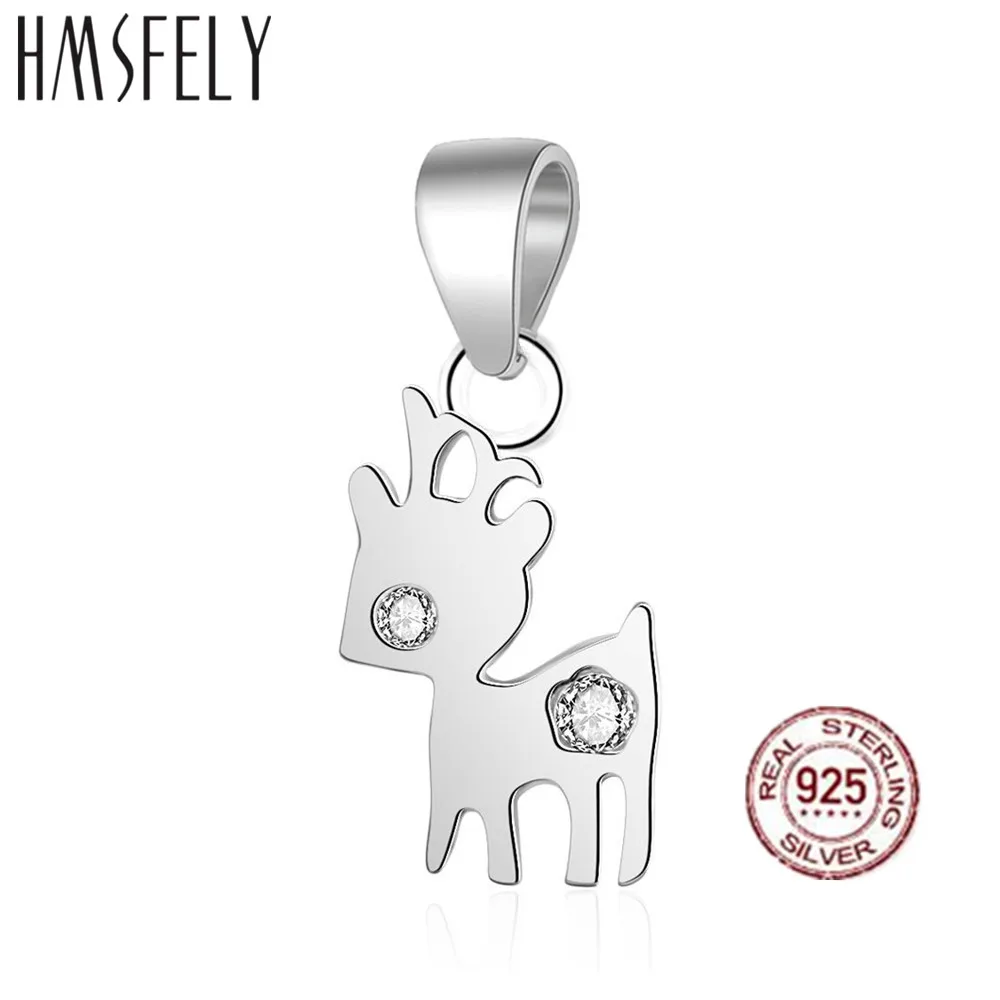 HMSFELY Real 925 Sterling Silver Little Deer Pendant DIY Charm Bracelets Jewelry Necklace Findings For Women Girl Chrismas Gift | Украшения