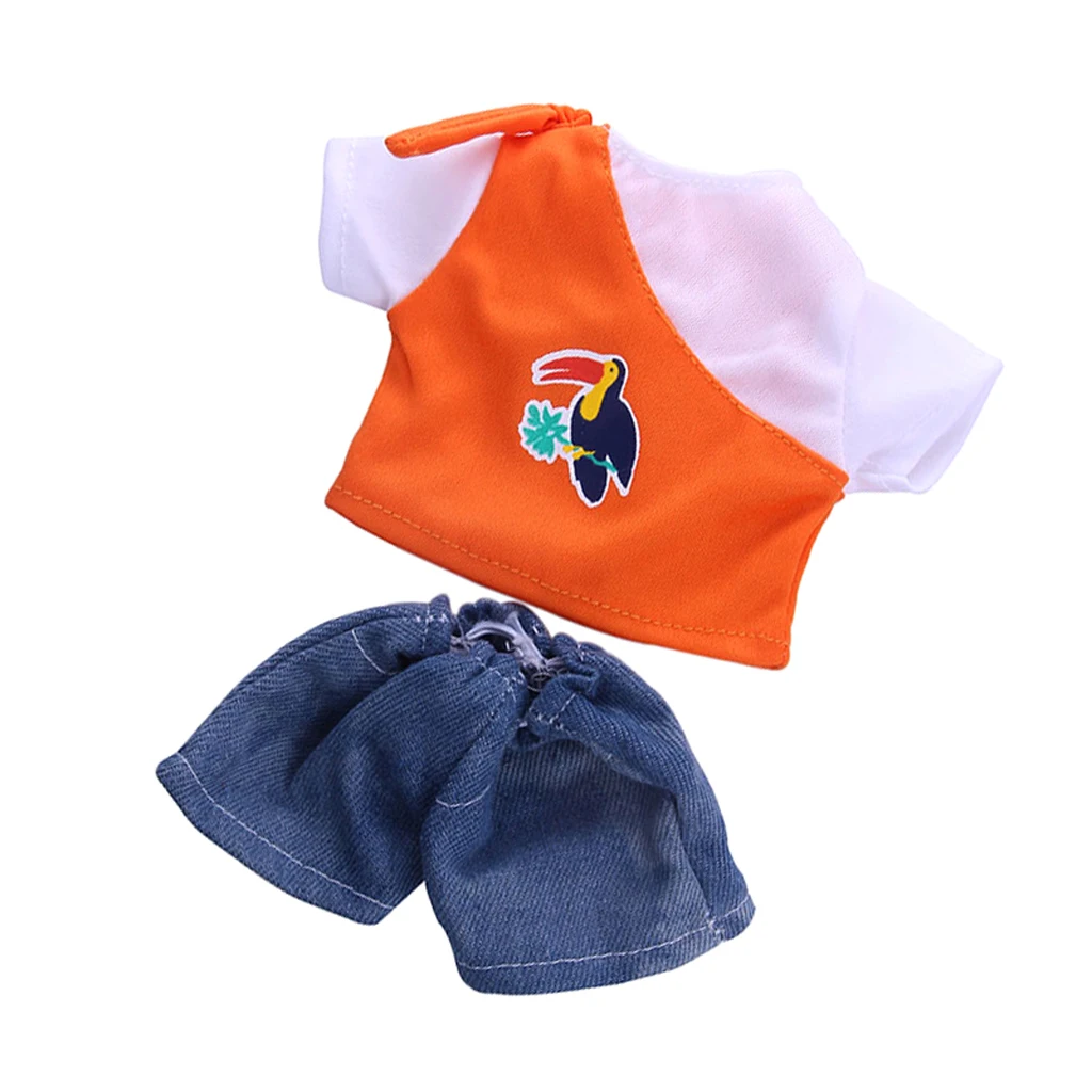 

Футболка 5x Orange, короткие джинсовые брюки для куклы 14 дюймов Wishers