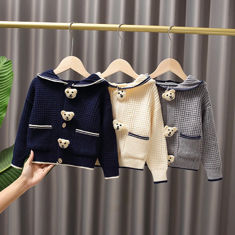 

Kids Sweater Cardigan with Bear Cute Autumn Girls Coat Toddler Girl Winter Tops Winter Children Clothes