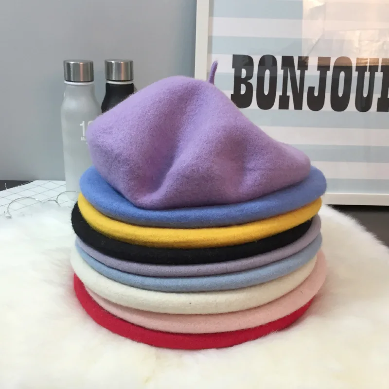 

Thick Berets French Wedding Beret Winter Hat 100% Wool Cap Women Autumn Painter Hat Girls Berets Female Warm Walking Cap Beanies