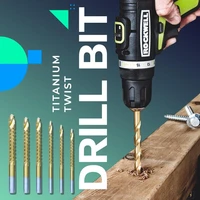 6 pcs cobalt drill bit set spiral screw metric composite titanium coated hss tap twist drill bit set for cutting drilling polish