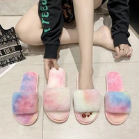 summer fluffy cute fur slippers shoes women female winter slippers fashion fur slides warm indoor ladies home shoes pink