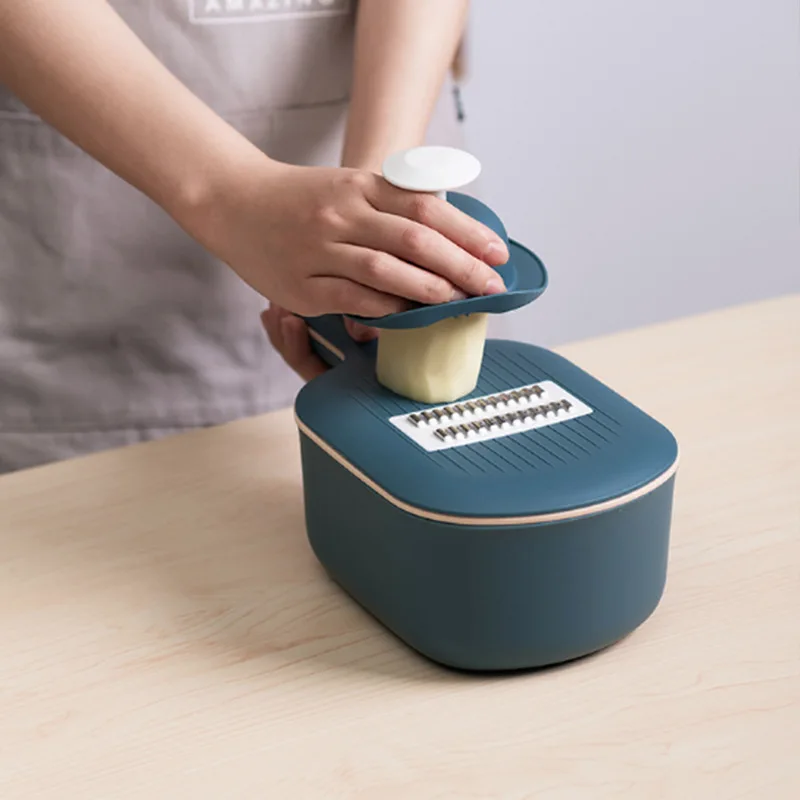 Овощерезка с дренажной корзиной регулируемый измельчитель 4 лезвиями овощерезка