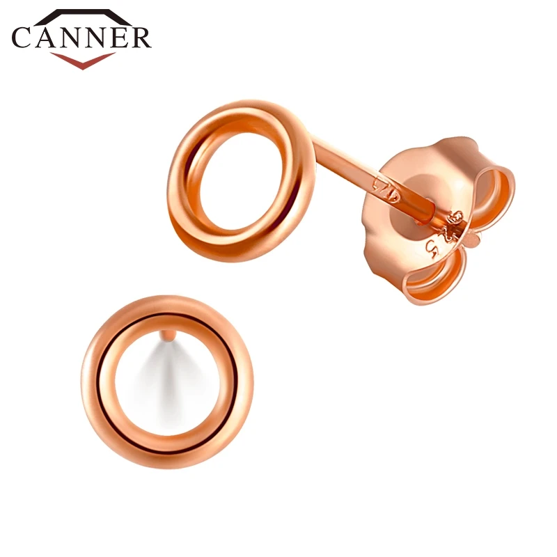 Женские серебряные серьги гвоздики CANNER маленькие круглые с 925 пробы корейские