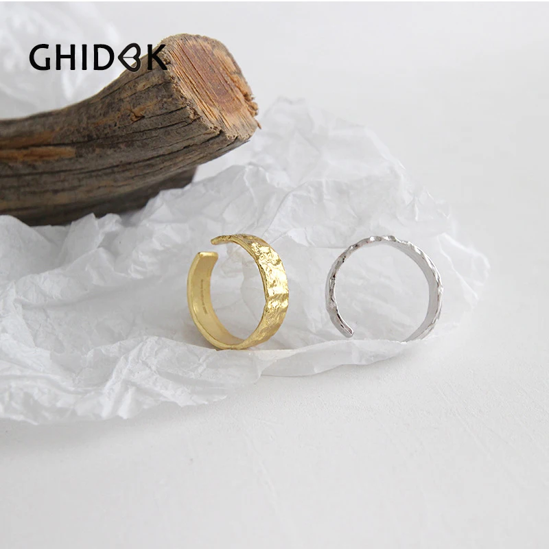 GHIDBK S925 серебра ручной работы кованые кольца 2 3 мм 5 9 4 широкий Открытое кольцо Для