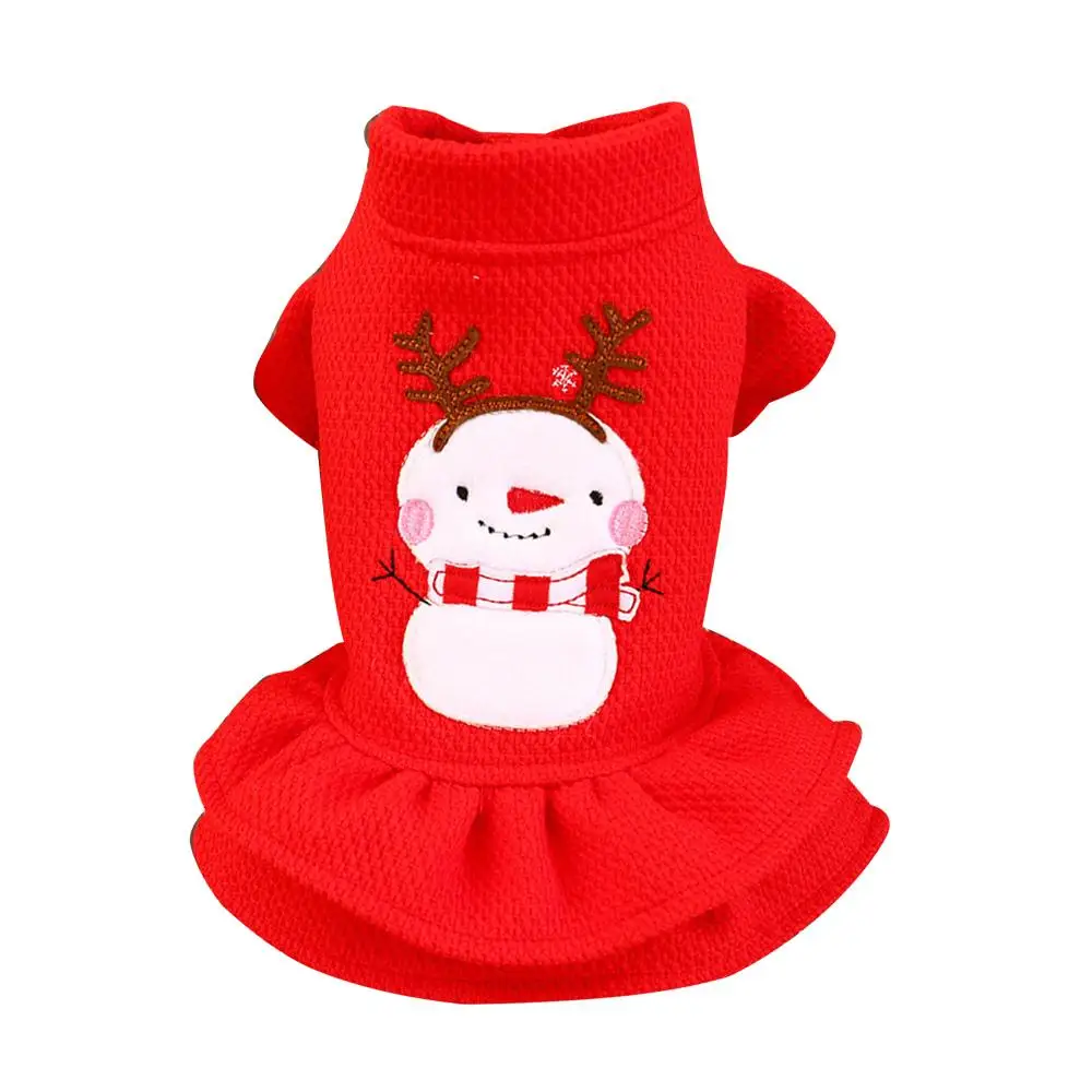 

Christmas Dog Clothes Dog Pet Xmas Costumes Winter Princess Dress Comfortable Warm Soft Lovely Coat Snowman Christmas Dog Dress