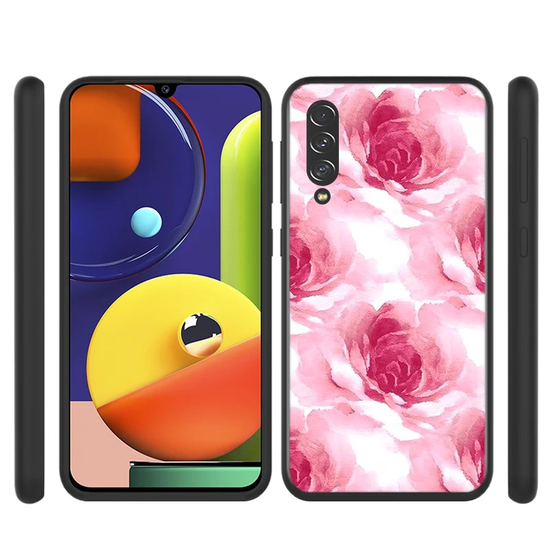 Beauty Floral Rose for Samsung Galaxy A90 A80 A70 A60 A50 A40 A30 A20 A10 M60S M40 M31 M30 M21 M20 M10 Black Phone Case