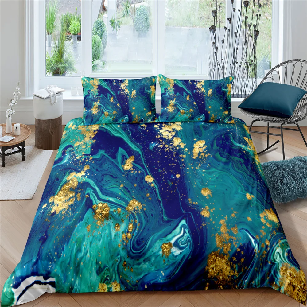 

Modern 3D Marble Pattern Bedding Set King Size Duvet Cover and Pillowcase Home Textiles 2/3pcs Kids Adults Unisex Bedroom Decor