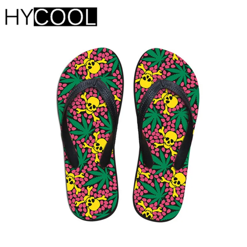 Hycool/шлепанцы в стиле панк с 3D принтом черепа; летние мужские пляжные вьетнамки; мужские резиновые повседневные уличные классные мужские резиновые шлепанцы; - Цвет: C4111AB
