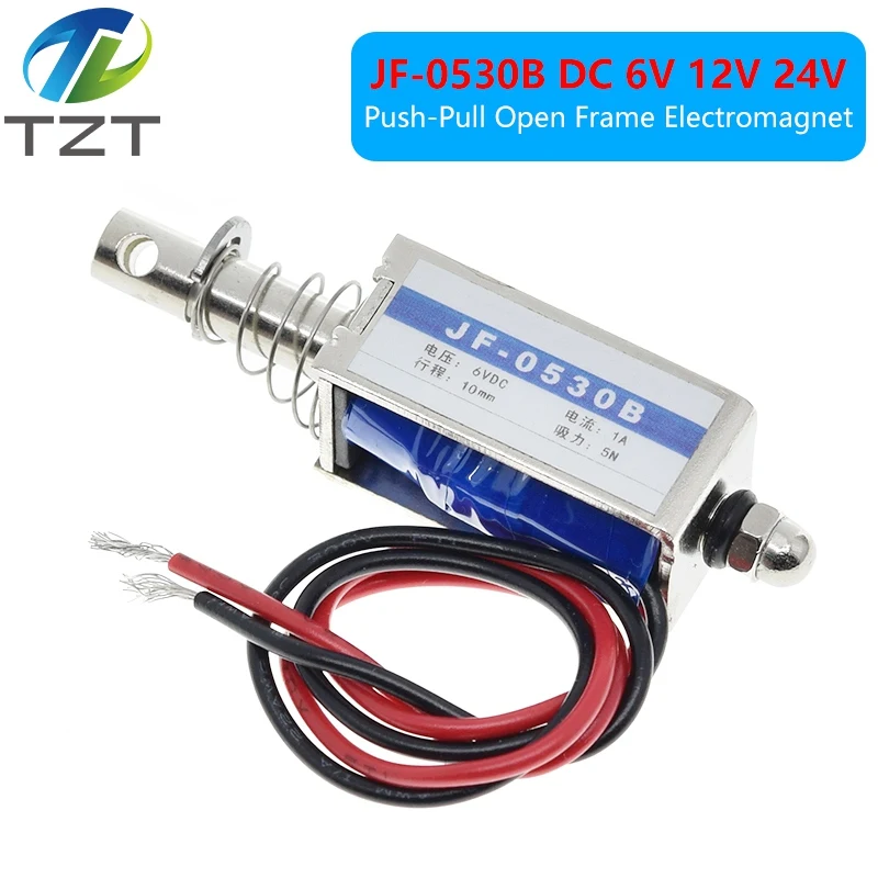 TZT JF-0530B DC 6V 12V 24V Push &amp Pull Тип открытая рама Электромагнит keepping сила 5N Путешествия 10