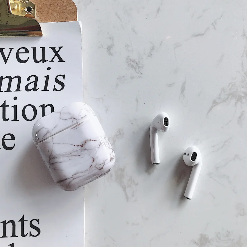 Мраморный беспроводной Bluetooth наушники Жесткий Чехол для Apple Airpods 1 2 Защитный Чехол Air Pods чехол зарядная коробка сумки