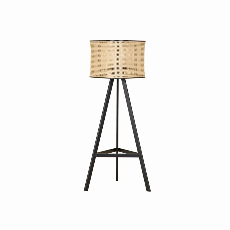 

zq Solid Wood Rattan Floor Lamp Homestay Hotel Creative Bedside-Use Decorative Lamp Korean Ins Style Rattan Furniture