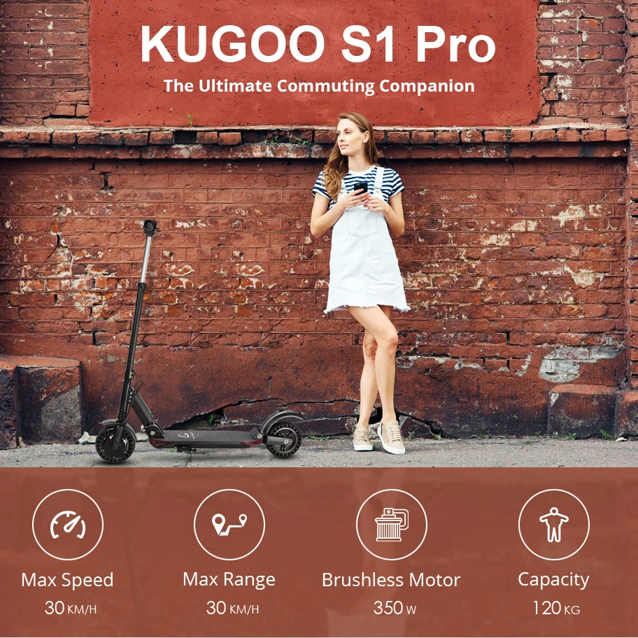 [Европейский запас] KUGOO S1 PRO складной взрослый Электрический скутер 7.5AH 350 Вт 30 км/ч скейтборд для XIAOMI M365 e Скутер PK Ninebot