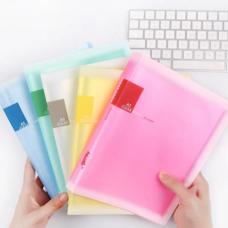 20/30 Pages Color Frosted A5 Folder Booklet Transparent Insert Bag Office Ticket File Folders Document Organizer