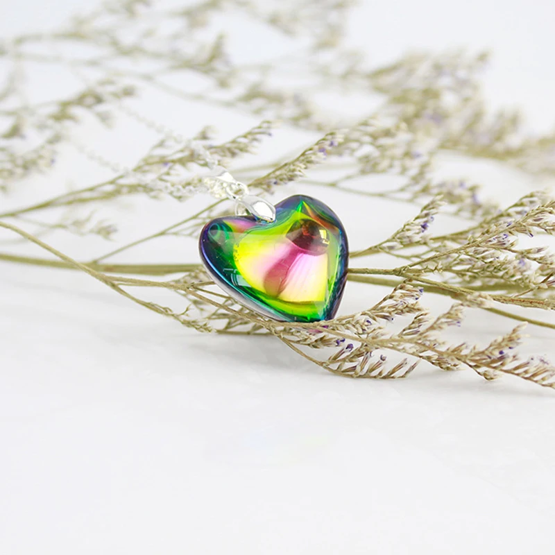 Очаровательная AB разноцветная Хрустальная стеклянная подвеска в форме сердца и