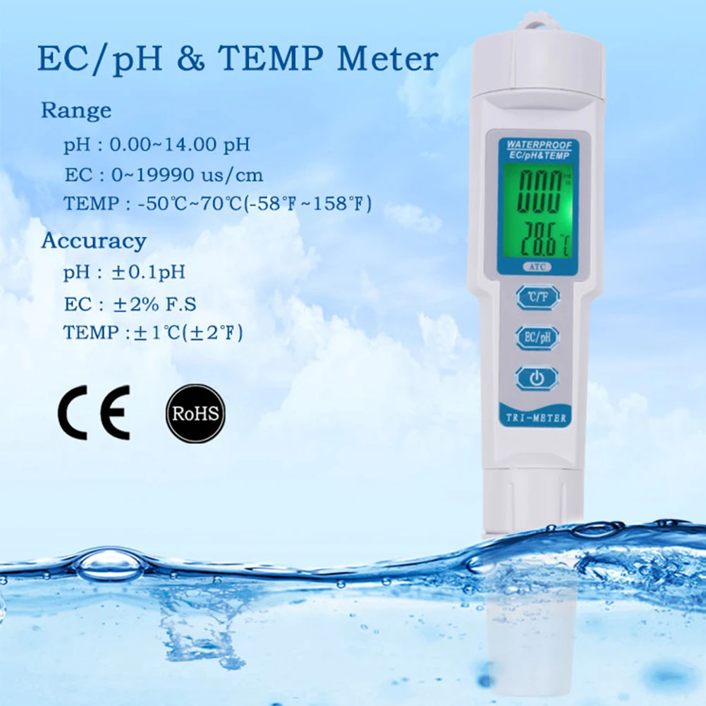 Conductivity Multifunction PH EC Measurement Temperature Tool Meter Pen Tester Water Quality 3 In 1 983 | Инструменты