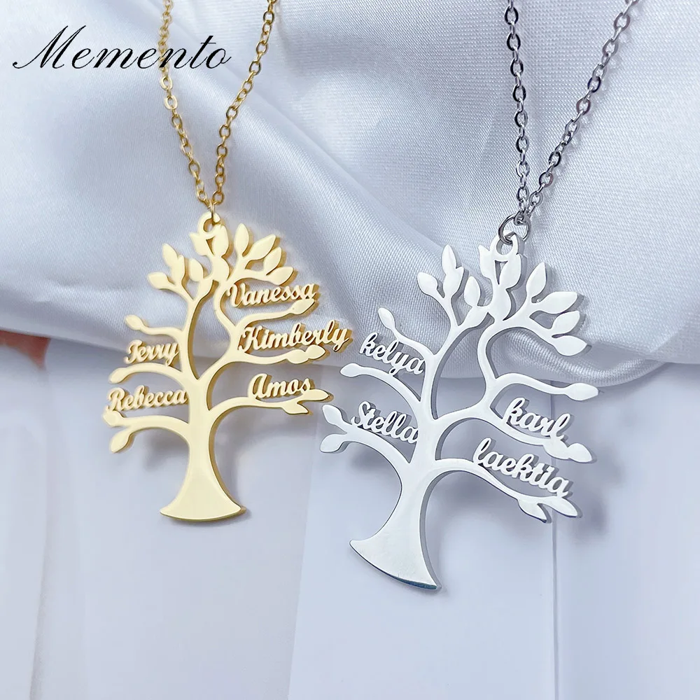 

LeoWu индивидуальное ожерелье с изображением дерева жизни 1-6 именами из нержавеющей стали, женское семейное украшение, рождественский подаро...