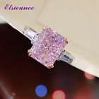 ELSIEUNEE 100% 925 стерлингового серебра 2ct Искрящийся розовый сапфир драгоценный камень Свадебные обручальные кольца для женщин, роскошные ювелирные изделия