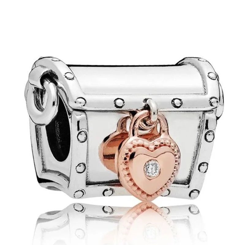 

Оригинальная коробка с сокровищами и розовым навесным замком, набор ювелирных украшений «сделай сам» для клуба 2019, подходит для бусин из ст...