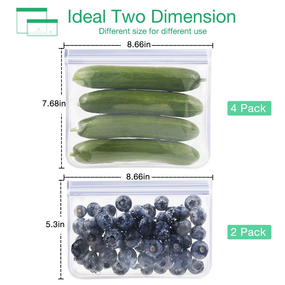 

6pcs Matte Reusable Sandwich Bags Food Storage Bag BPA Free Leak-proof Snacks Organizer THIN889