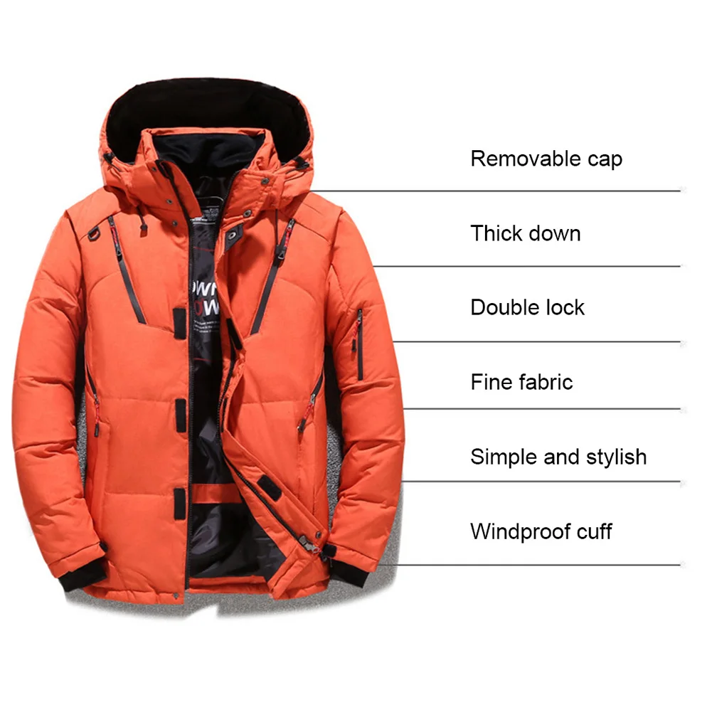 Мужской теплый короткий пуховик на молнии с капюшоном | Мужская одежда