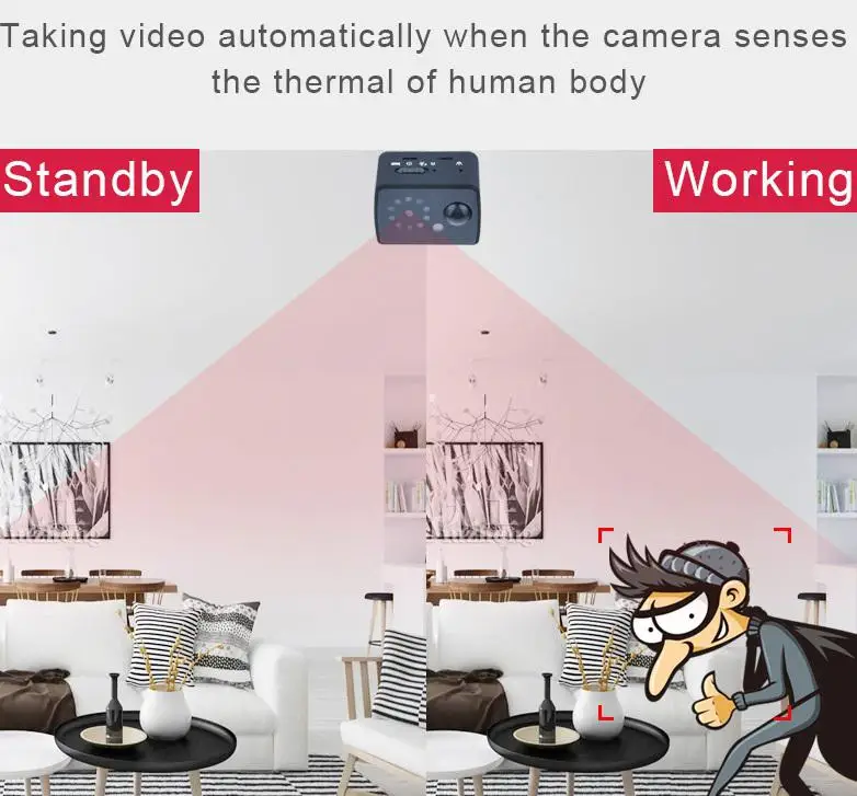 Kuulee 1080P Компьютерная камера датчик движения PIR Автоматическая ночного видения