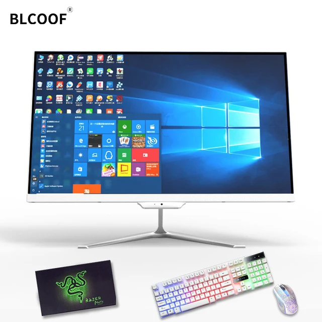 Компьютер «все в одном», Windows 10, 8 ГБ ОЗУ, 512 Гб SSD, оптический привод, 24-дюймовый моноблок, игровой пк, офисный настольный компьютер, ПК «все в одном» с Wi-Fi 1