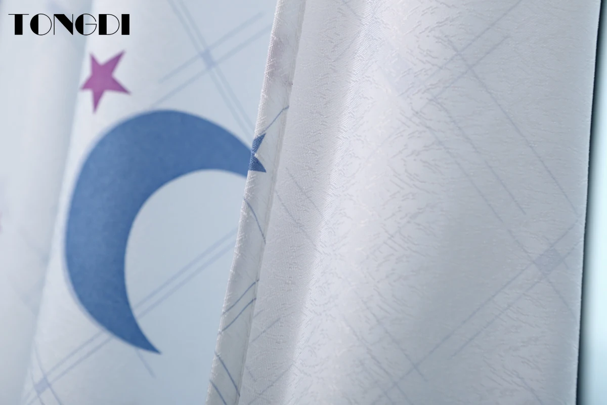 TONGDI Детские затемняющие занавески Мультяшные фантастические ночное небо каваи