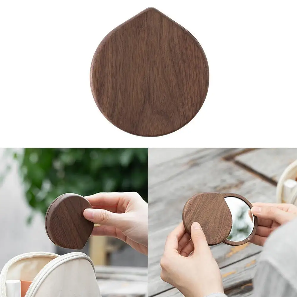 Старинное китайское ореховое дерево портативное зеркало для путешествий на