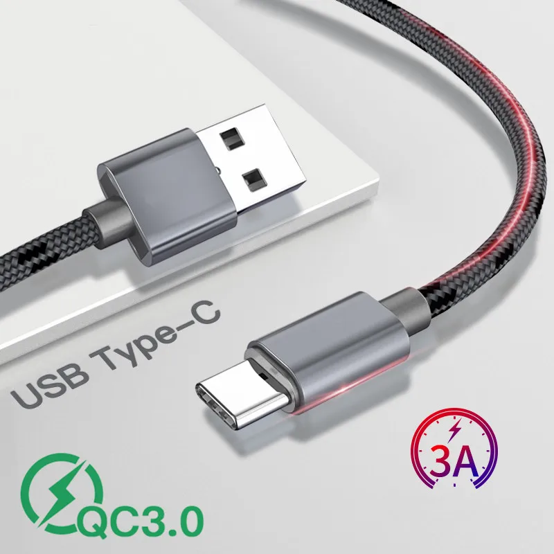 

Кабель USB Type-C QC 3,0, 0,25 м, 1 м, 2 м, 3 м, кабель для быстрой зарядки и передачи данных типа C для Samsung S9, A50, pocophone F1, коридорные кабели