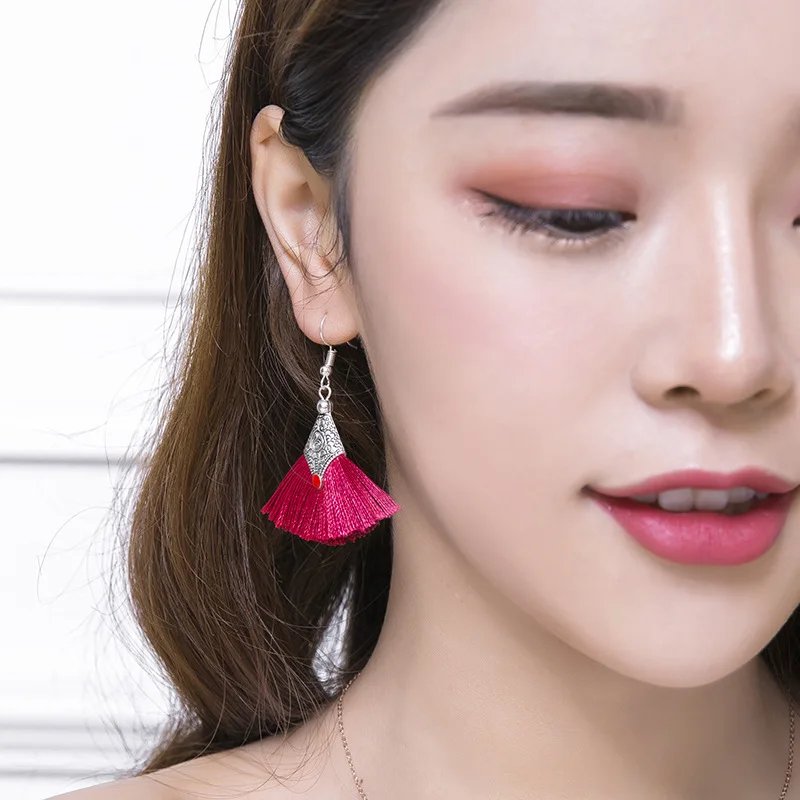 Новые 11 цветов этнические веерообразные серьги с кисточками ручная работа