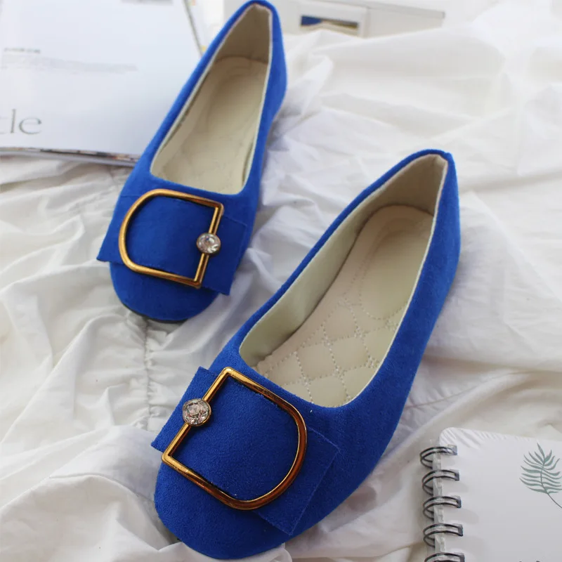Flat Shoes Female 2021 Spring and Summer New Square Head Women's Single Shoes Large Size Female Suede Casual Flat Shoes Female
