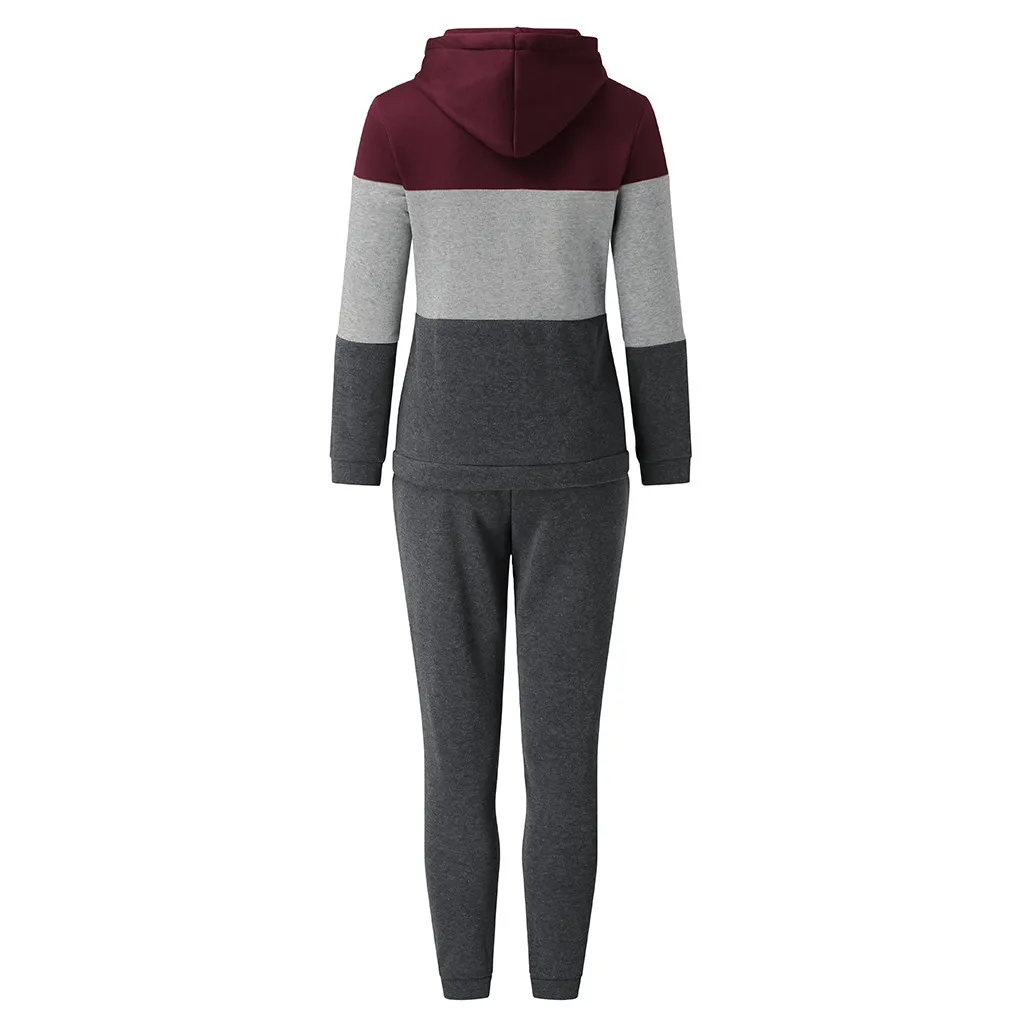 Спортивный костюм для женщин, комплект из двух предметов, sudadera mujer, зимний женский костюм для офиса, Женский Свободный Повседневный Спортивный костюм размера плюс