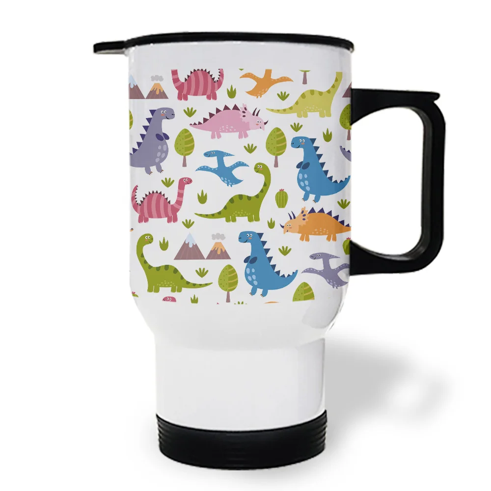 Кружки для путешествий с изображением милого динозавра Мультяшные кружки