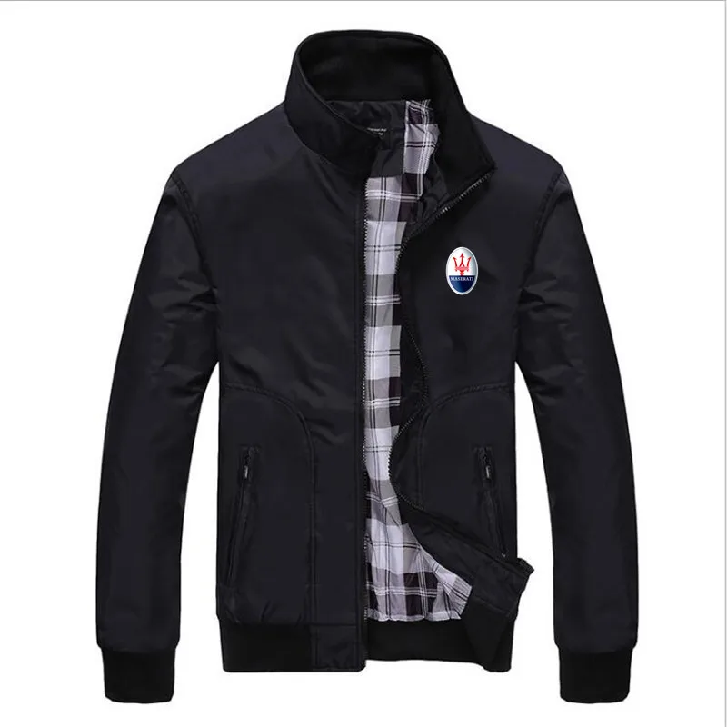 

Мужская весенне-осенняя модная повседневная куртка Maserati с принтом, куртка с воротником-стойкой, приталенная трендовая куртка, Мужская курт...