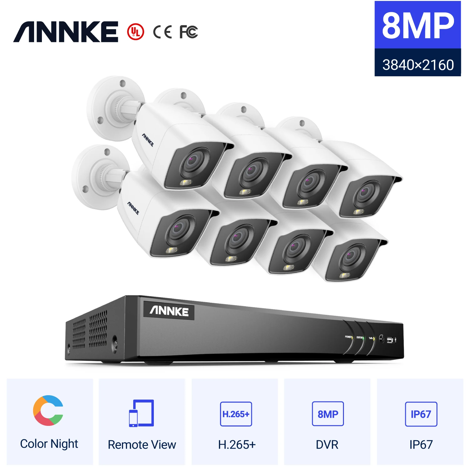 Система видеонаблюдения ANNKE 4K Ultra FHD 8 каналов H.265 + DVR уличные камеры безопасности