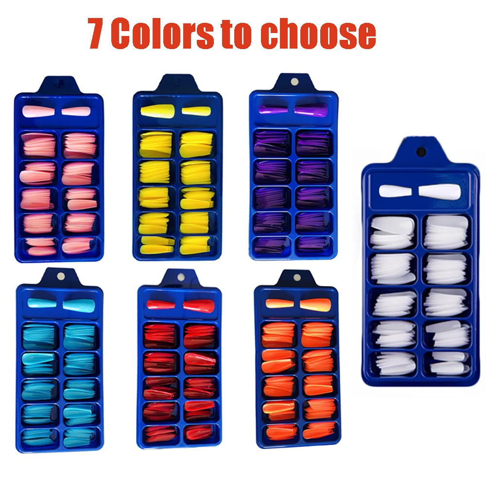 100 шт. длинные зеркальные прозрачные накладные ногти акриловые полное покрытие