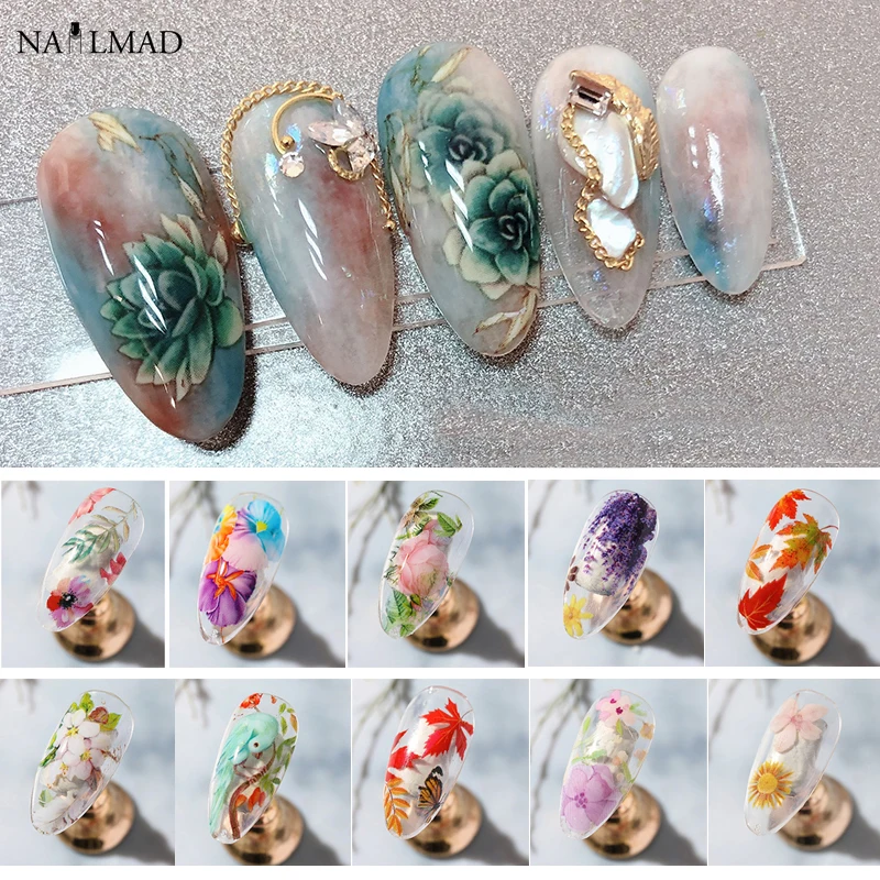 

10 шт., декоративные кленовые наклейки для ногтей