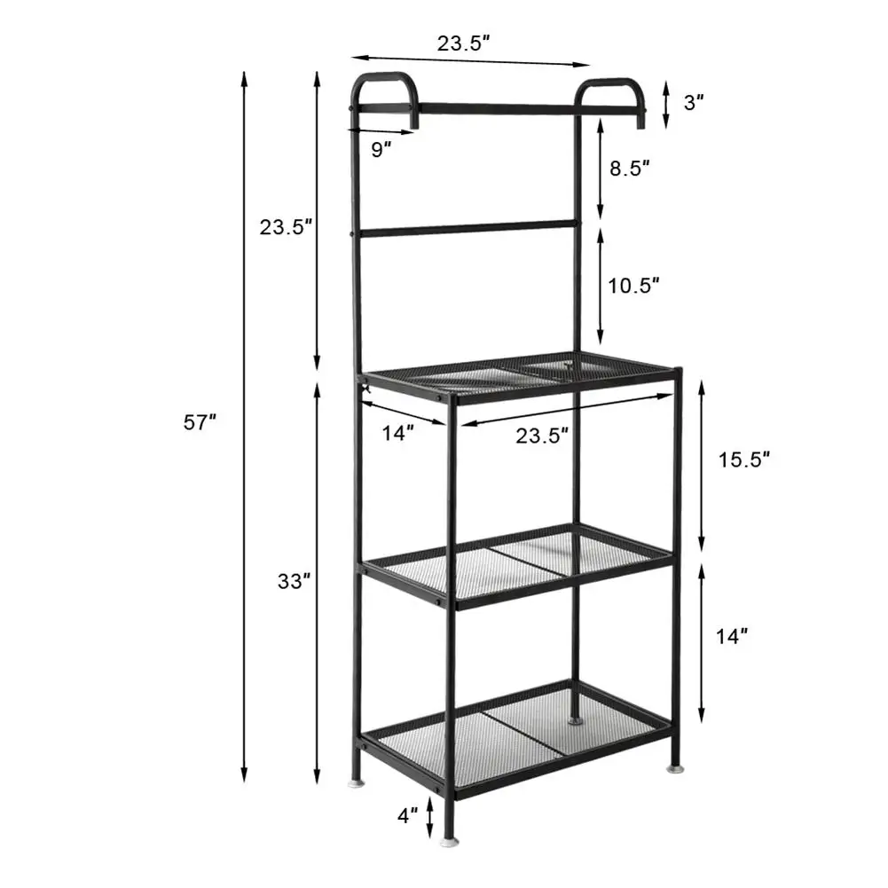 

4-Tier Wire Mesh Laminate Kitchen Shelf Black Multi-functional Kitchen Storage Rack Organizer Storager Kithchen Accessories