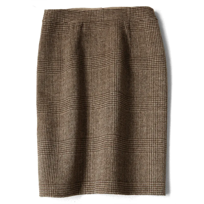Высококачественная Женская шерстяная клетчатая юбка двухсторонняя Осенняя