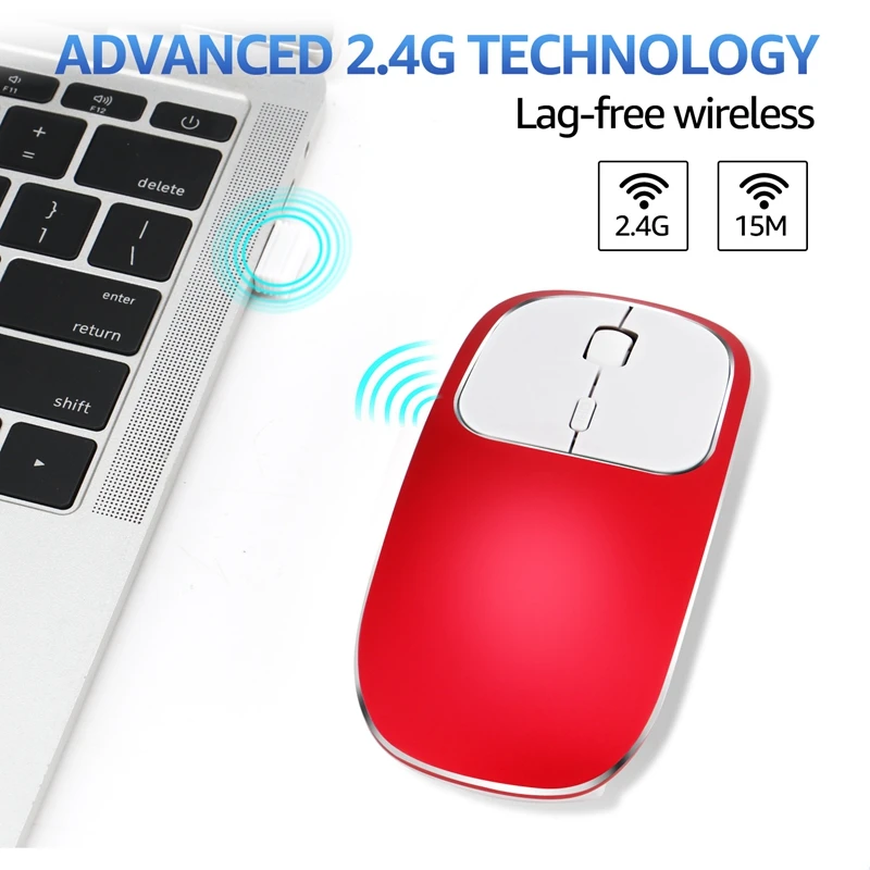 2 4G перезаряжаемая беспроводная мышь USB Type-C Бесшумная красная | Компьютеры и офис