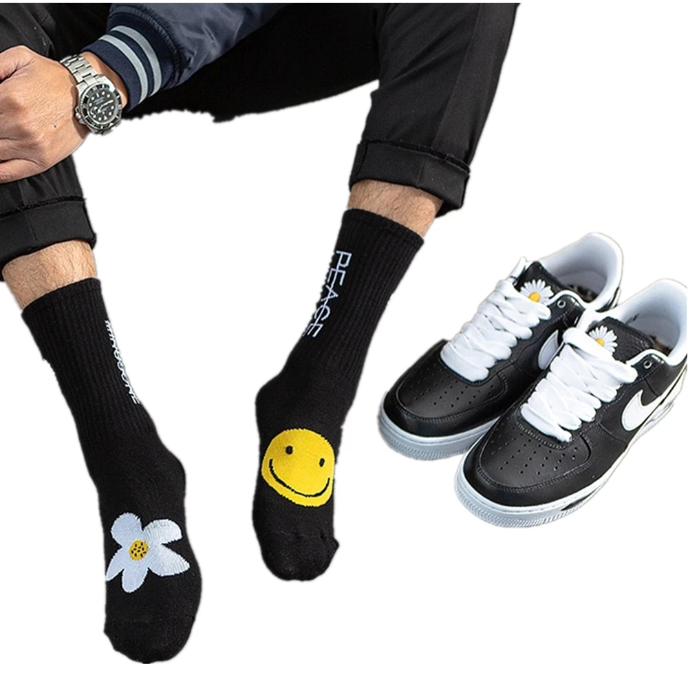 Мужская Мода Тренд мультфильм стиль Узор в виде подсолнухов Смешные счастливые