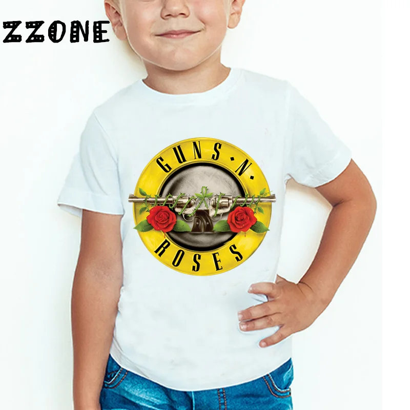 3T~9T Rock Band Gun N Roses Children's T shirt Boys and Girls Kpop Music Short Sleeve Tops Kids Casual Clothes | Мать и ребенок