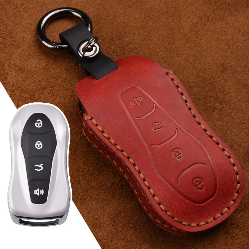 Кожаный чехол для автомобильного ключа с полным покрытием Geely Boyue PRO Xingyue